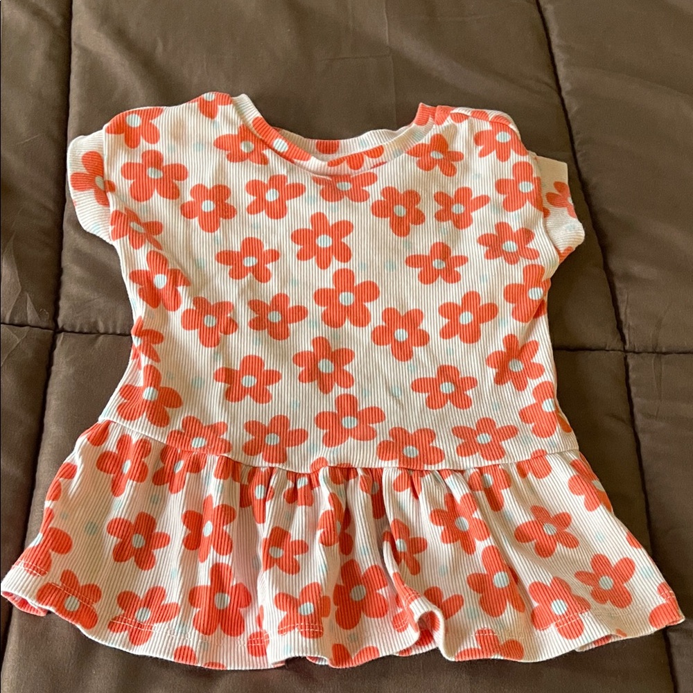 Cat & Jack Orange Floral Short Sleeve Tee